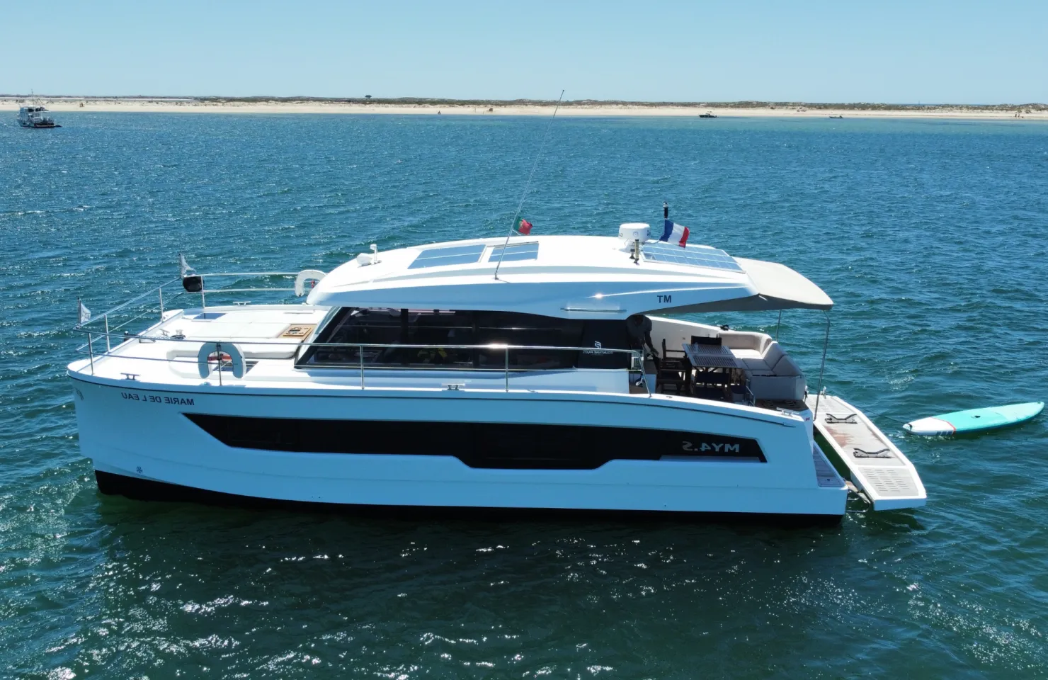 Private rental luxury power catamaran in Vilamoura marina located